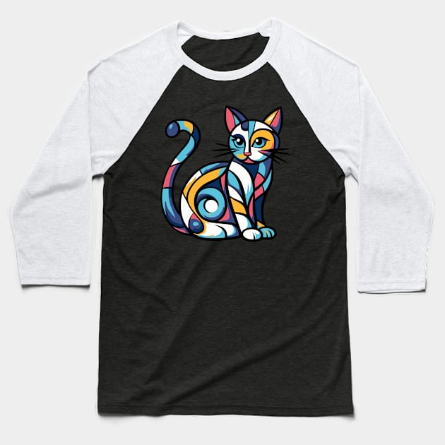 Pop art cat illustration. cubism cat illustration Baseball T-Shirt by gblackid